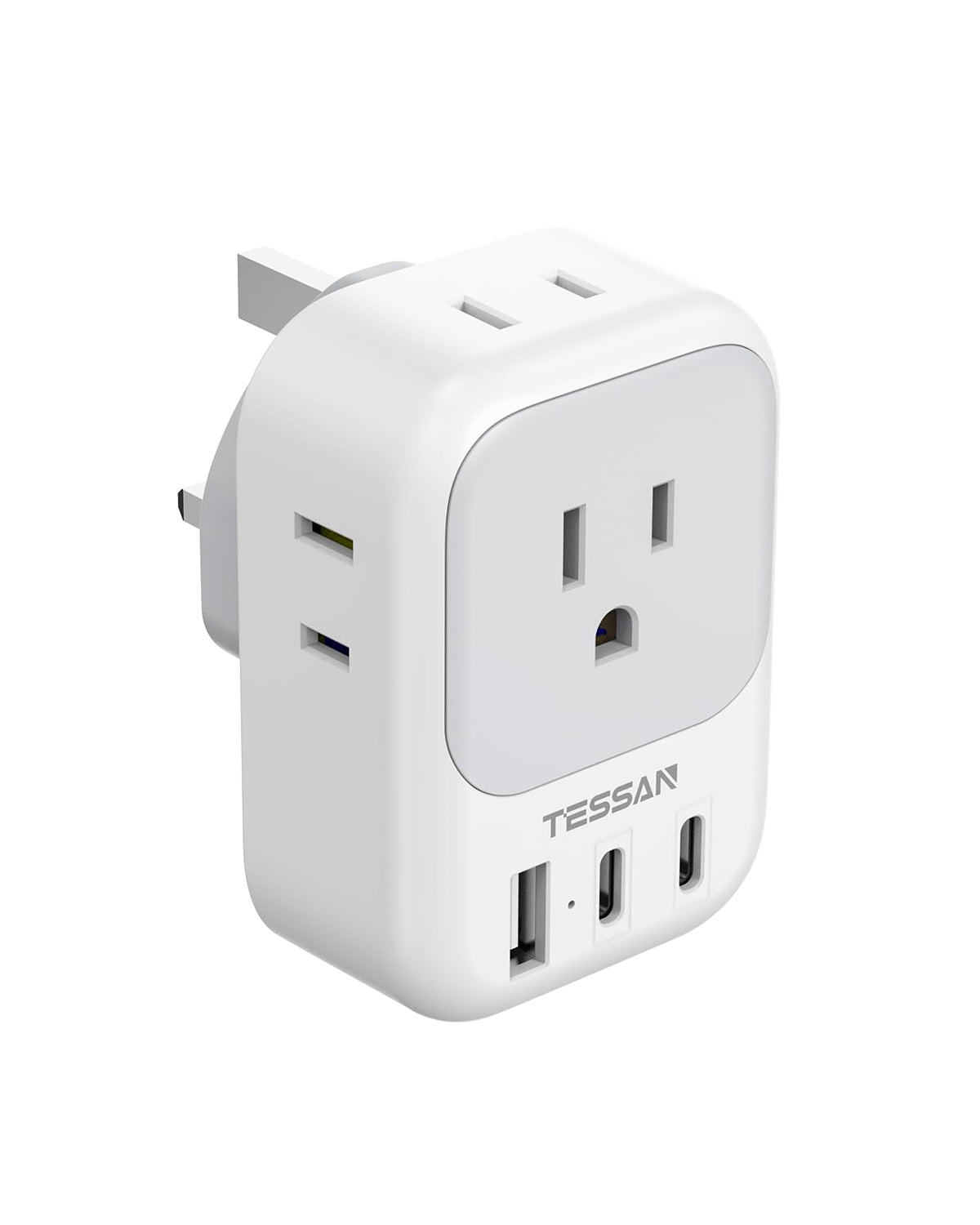 TESSAN US to UK Travel Adapter with 4 Outlets 2 USB C ports(Type G)
