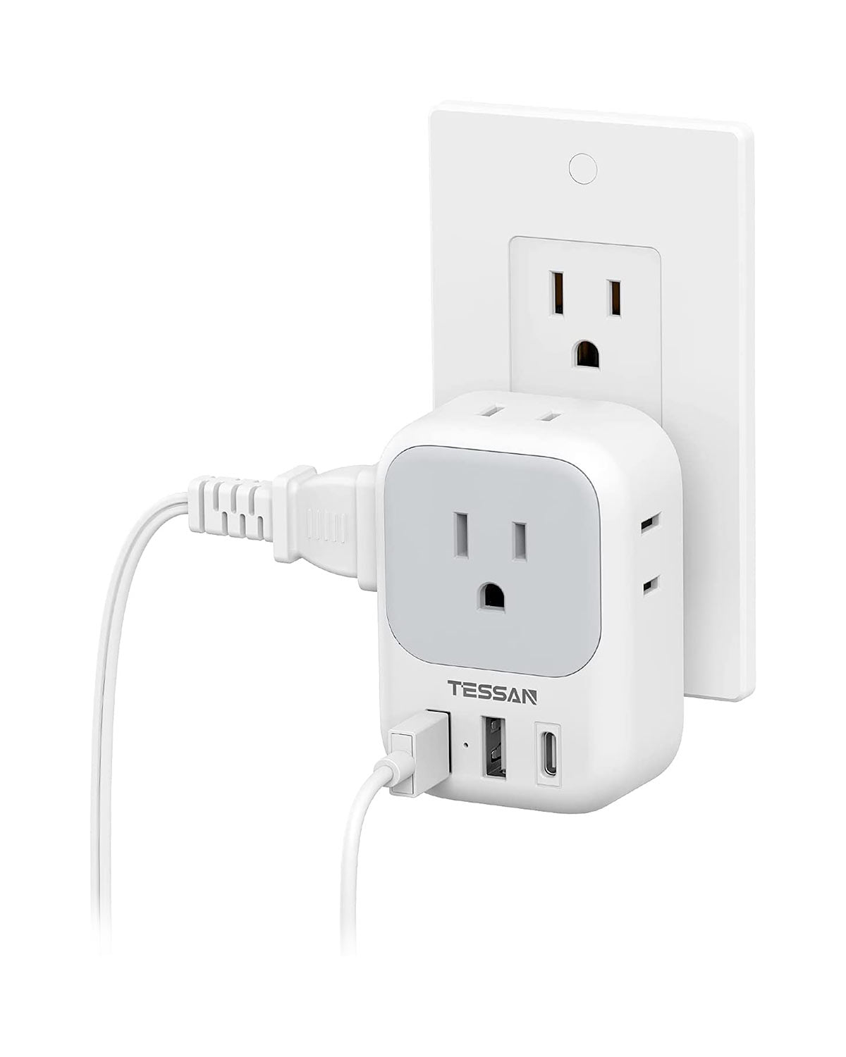 TESSAN 3 USB Wall Charger Multiports (1 USB C Port), 20W PD USB Plug Adapter