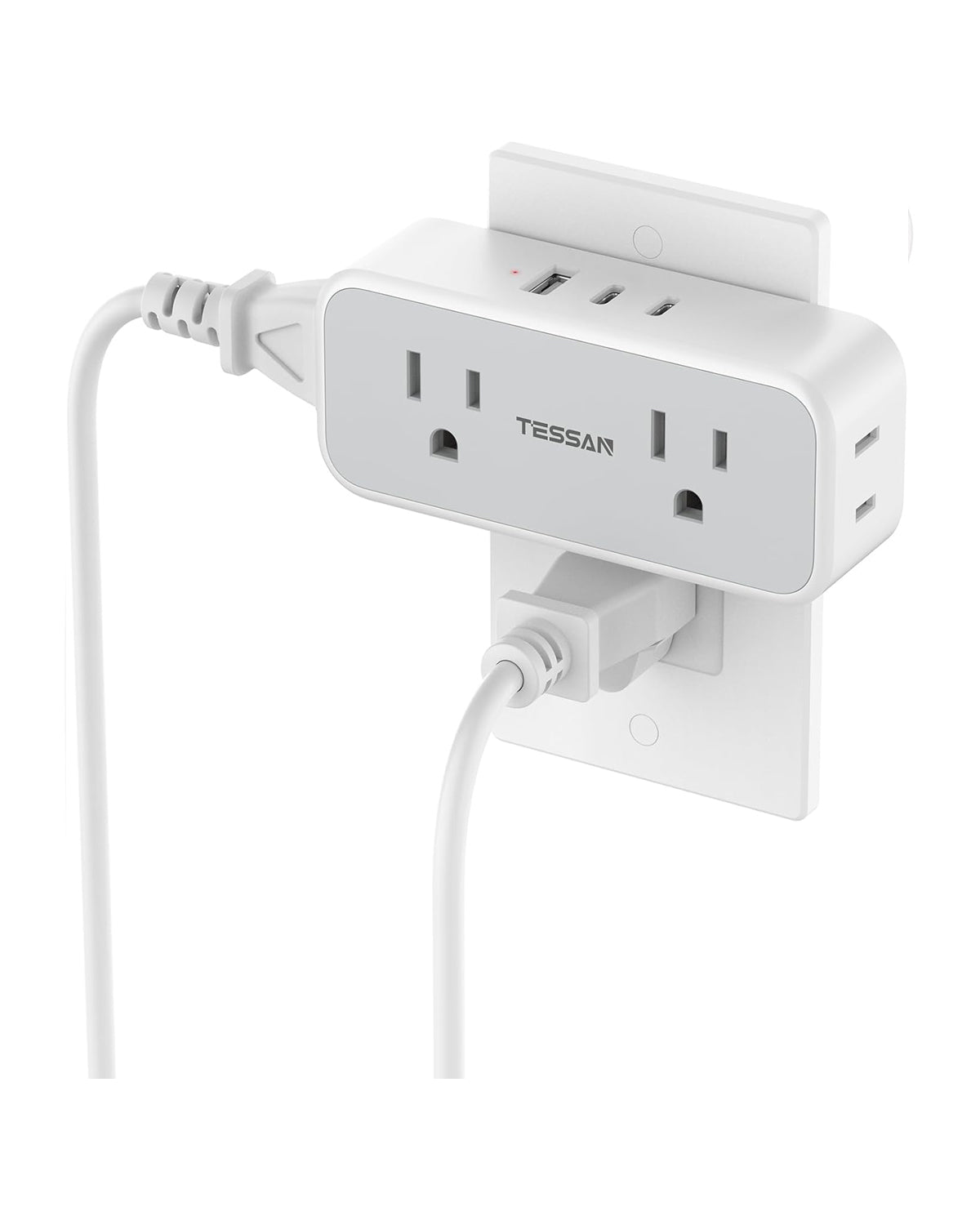 TESSAN 4 Electrical Multiple Outlet Extender with 3 USB Ports, Multi Plug Outlet Splitter with USB