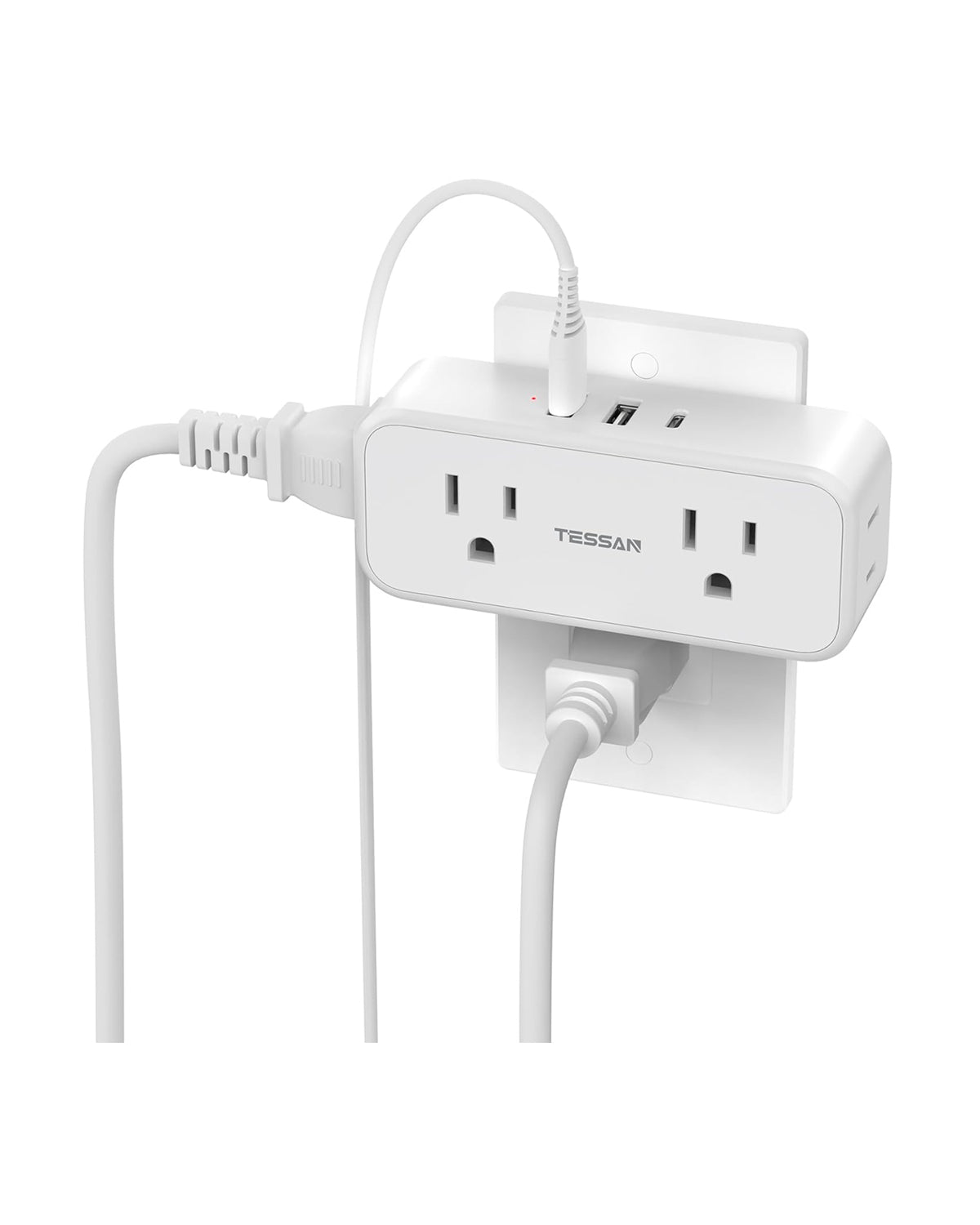 TESSAN 4 Electrical Multiple Outlet Extender with 3 USB Ports, Multi Plug Outlet Splitter with USB