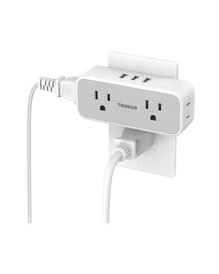 TESSAN 4 Electrical Multiple Outlet Extender with 3 USB Ports, Multi Plug Outlet Splitter with USB