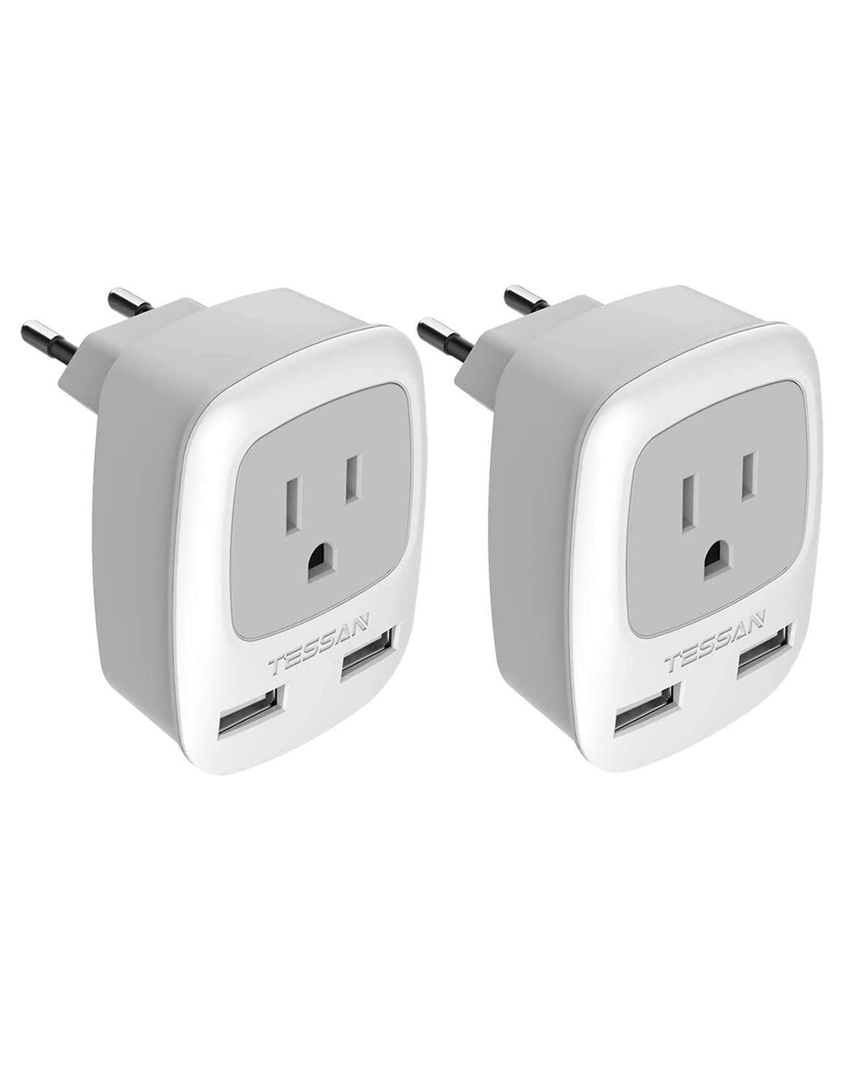 US To European Travel Adapter with 2 USB Ports