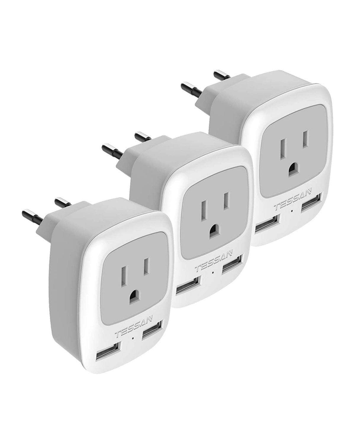 US To European Travel Adapter with 2 USB Ports