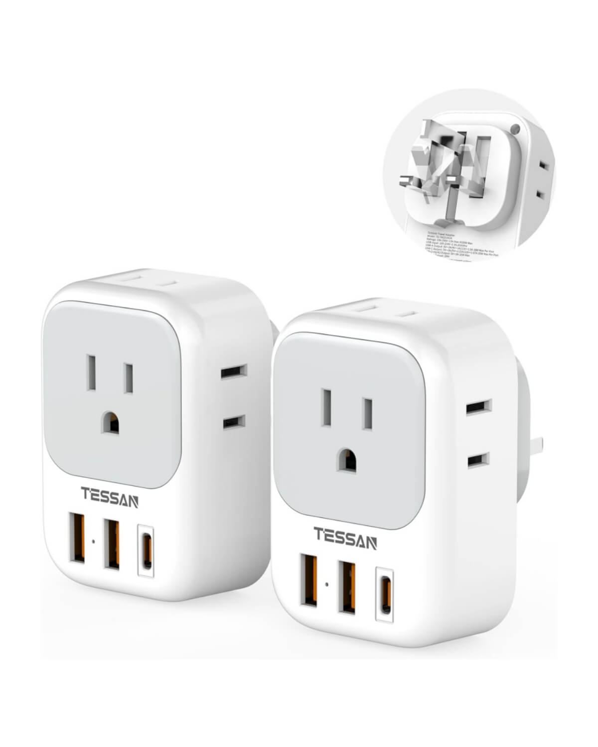 TESSAN US to UK Travel Plug Adapter Type G