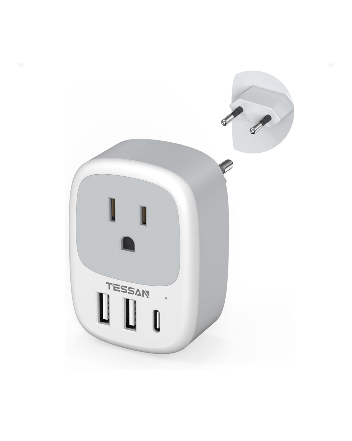 TESSAN European Travel Plug Adapter With AC & USB Ports