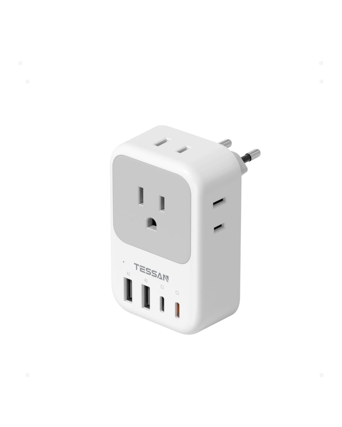 TESSAN European Travel Plug Adapter With AC & USB Ports