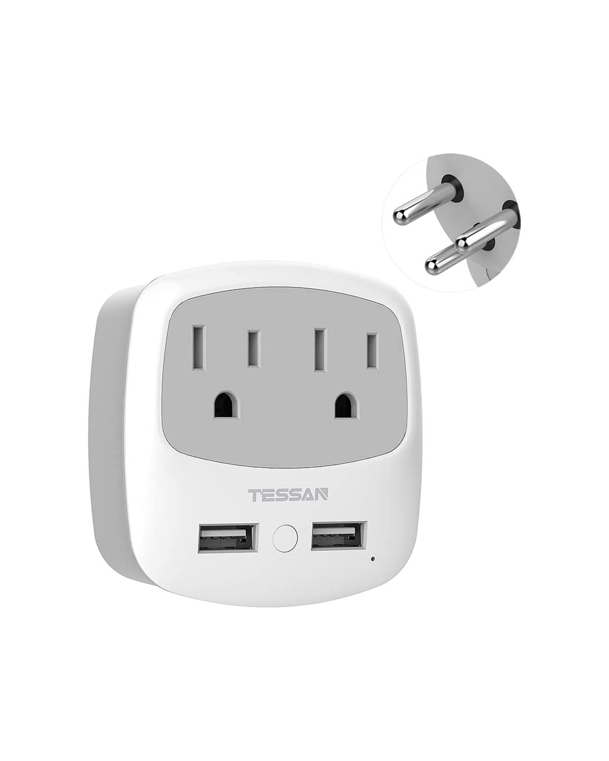 TESSAN Travel Adapters for Israel with 2 USB Ports 2 American Outlets