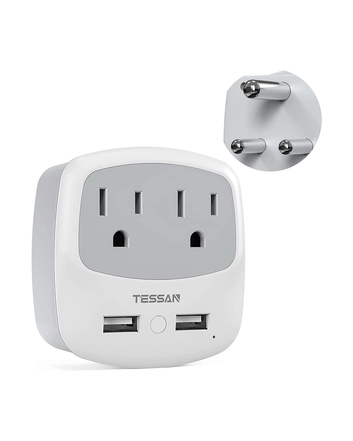 TESSAN South Africa Power Adapter with 2 USB Charger 2 AC Outlets Converter