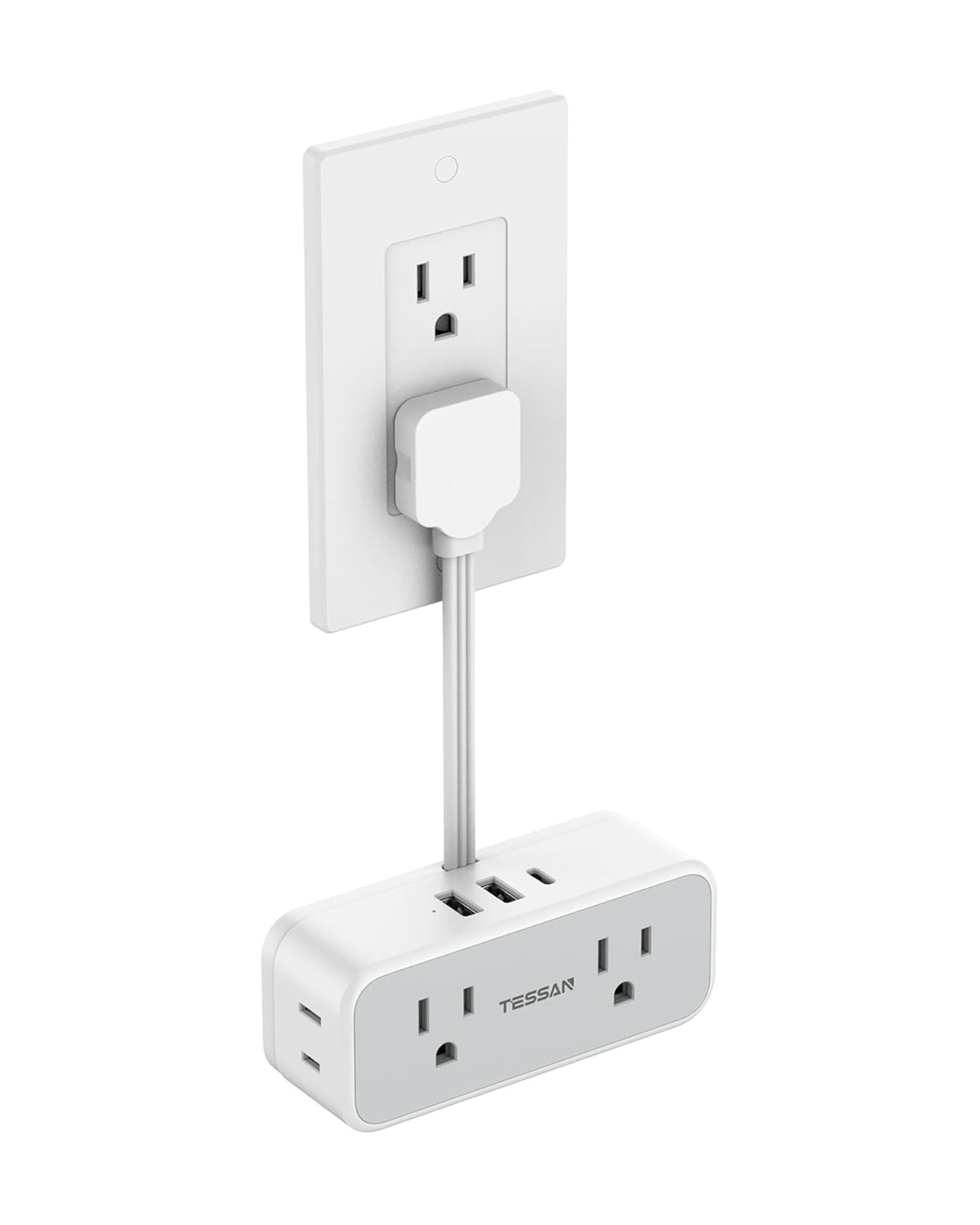 TESSAN Flat Plug Power Strip Extension Cord 6 inch