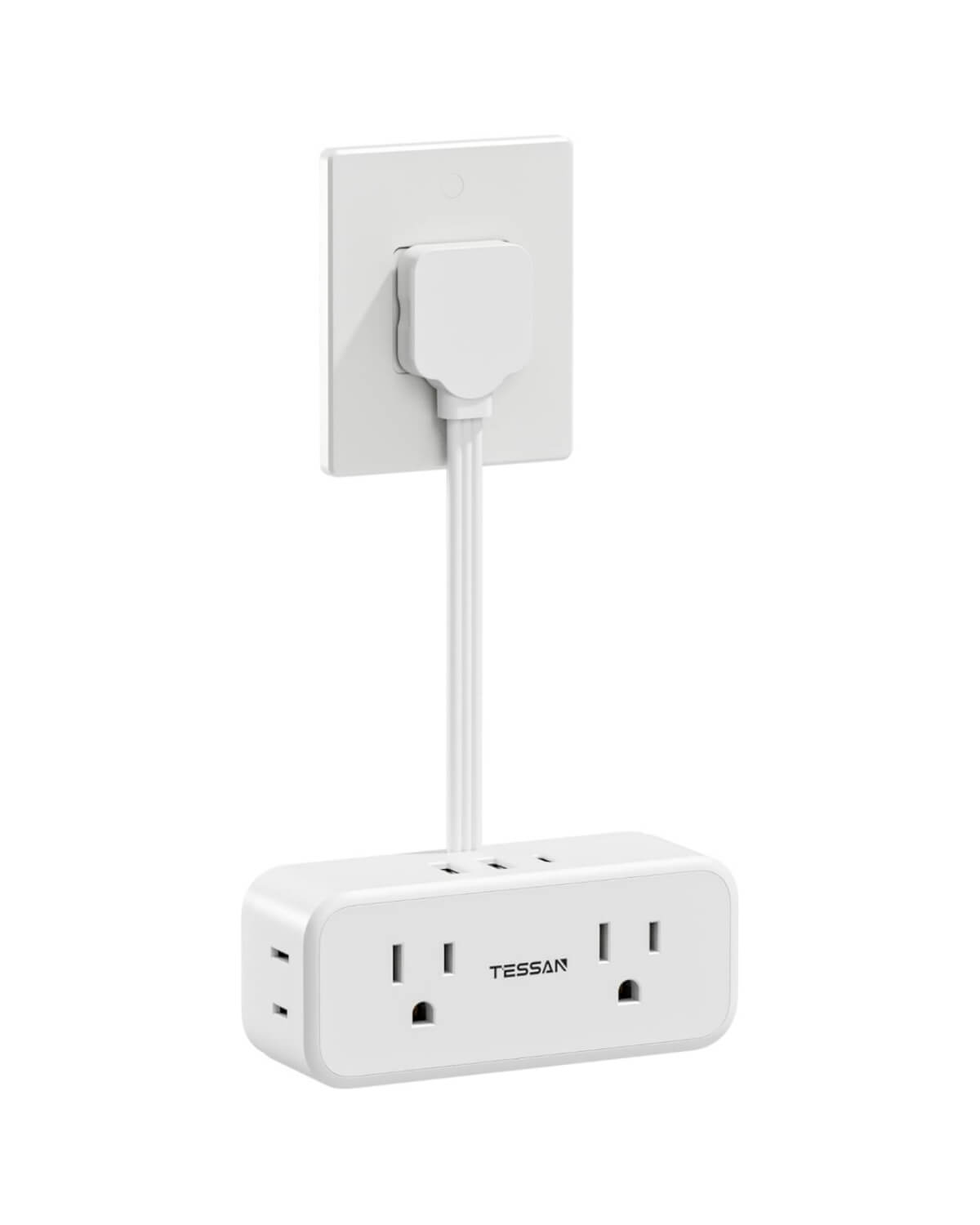 TESSAN Flat Plug Power Strip Extension Cord 6 inch