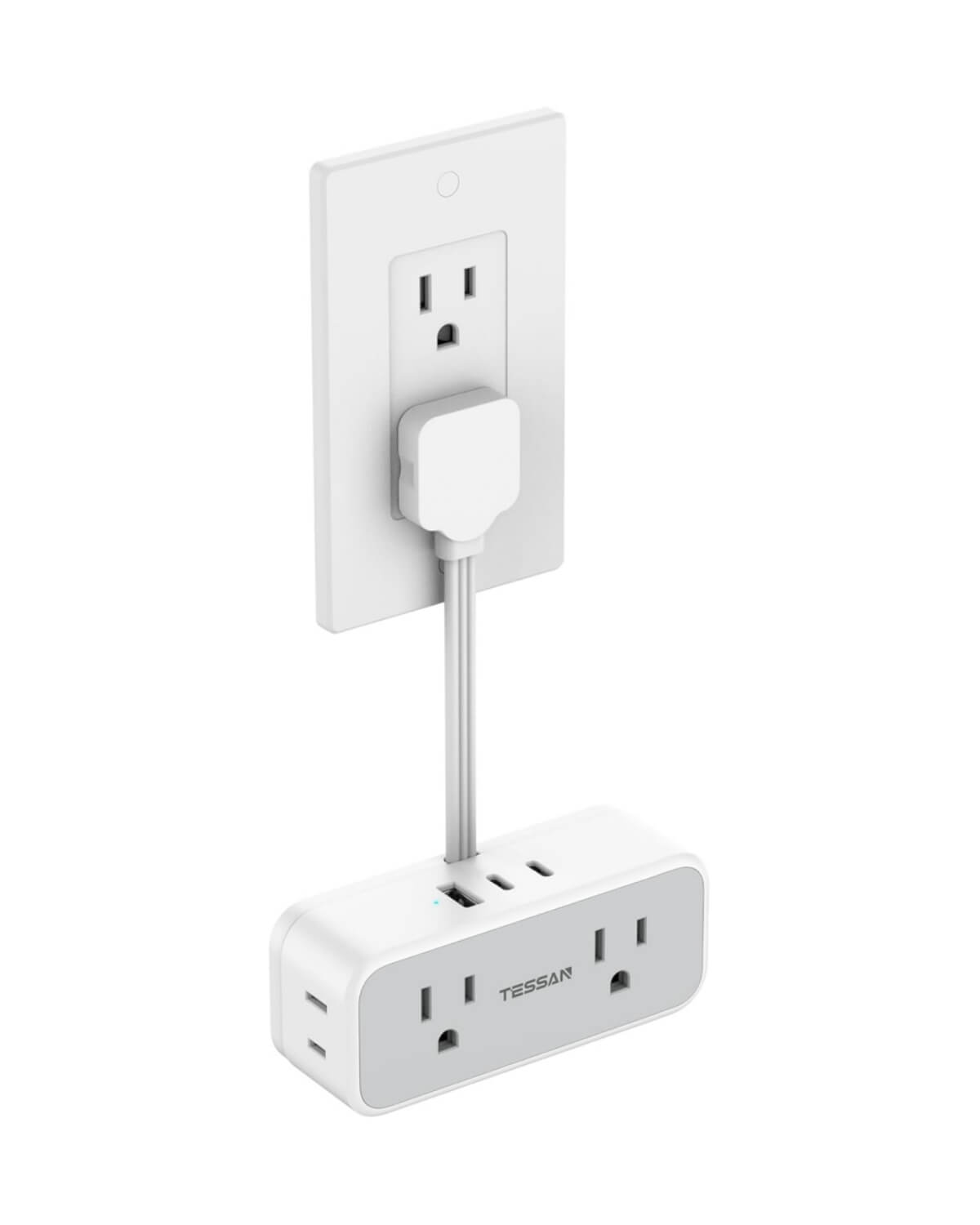 TESSAN Flat Plug Power Strip Extension Cord 6 inch