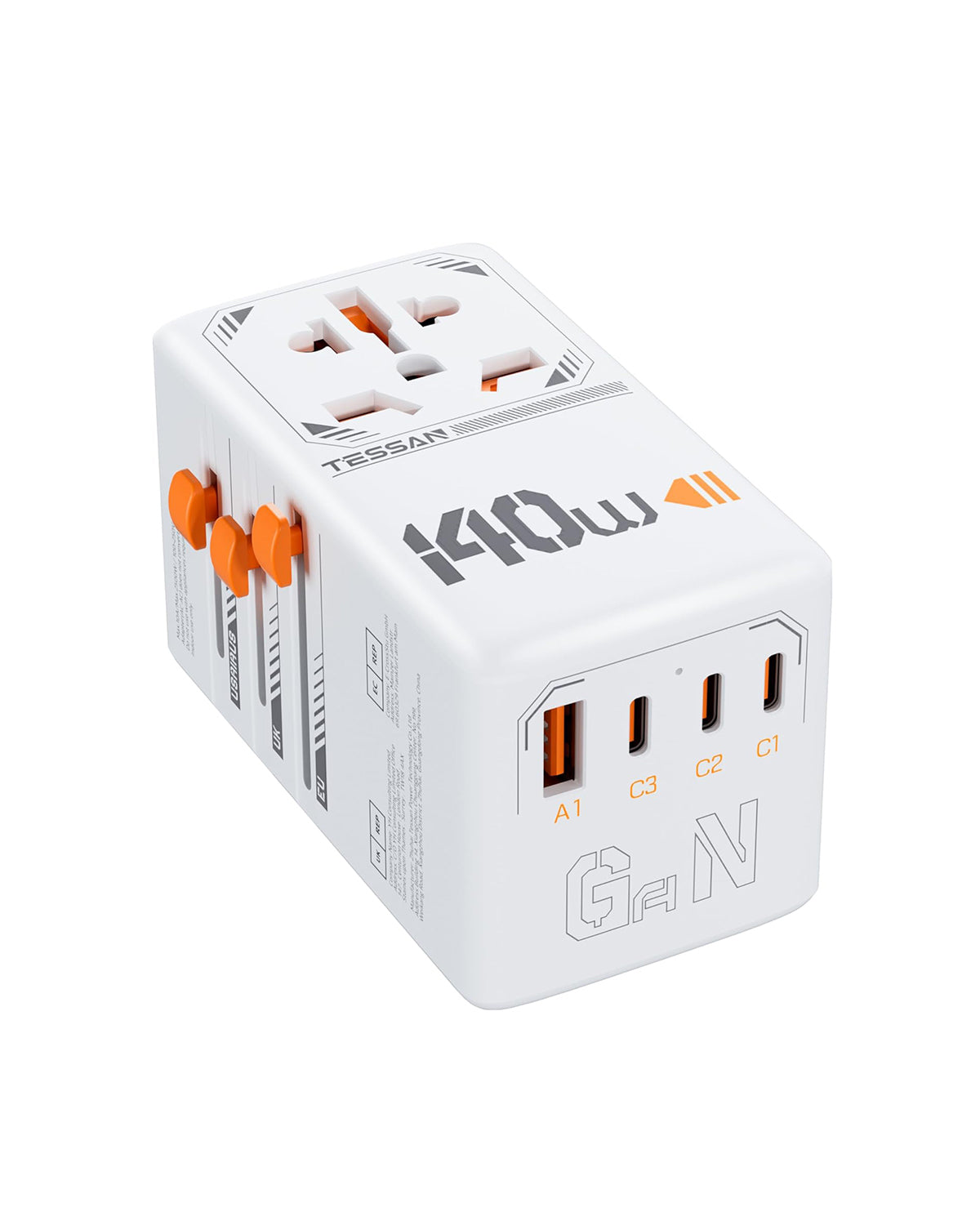 TESSAN Universal Travel Adapter With USB Ports, GaN Fast Charging (Type C/G/A/I)