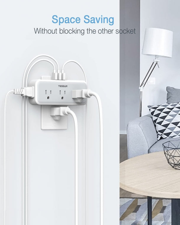 TESSAN Multi Outlet Extender, Surge Protection, Compact Design Saving Space For Other Electronics
