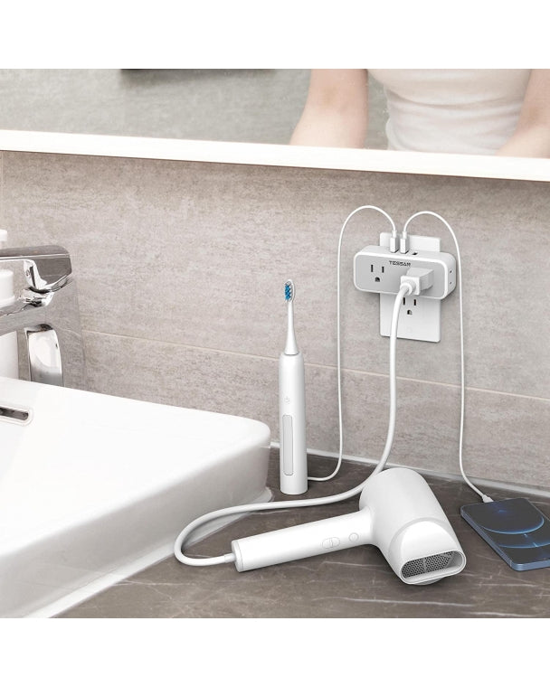 Travel Multi Plug Outlet Extender With 4 Outlet Box Splitter 3 USB Wall Charger