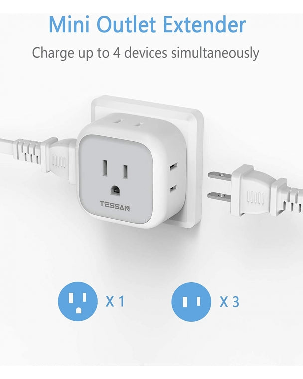 TESSAN Multi Plug Outlet Extender with 4 Electrical Charger, 2 Packs