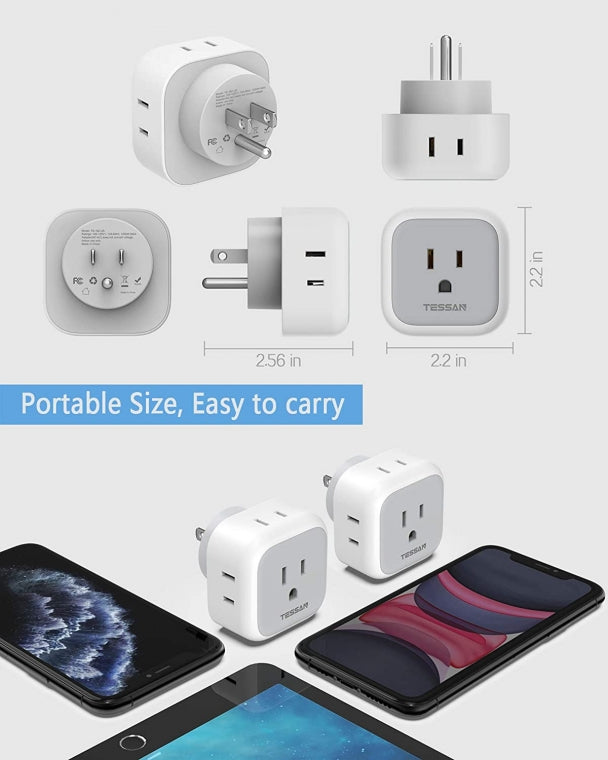 TESSAN Multi Plug Outlet Extender with 4 Electrical Charger, 2 Packs