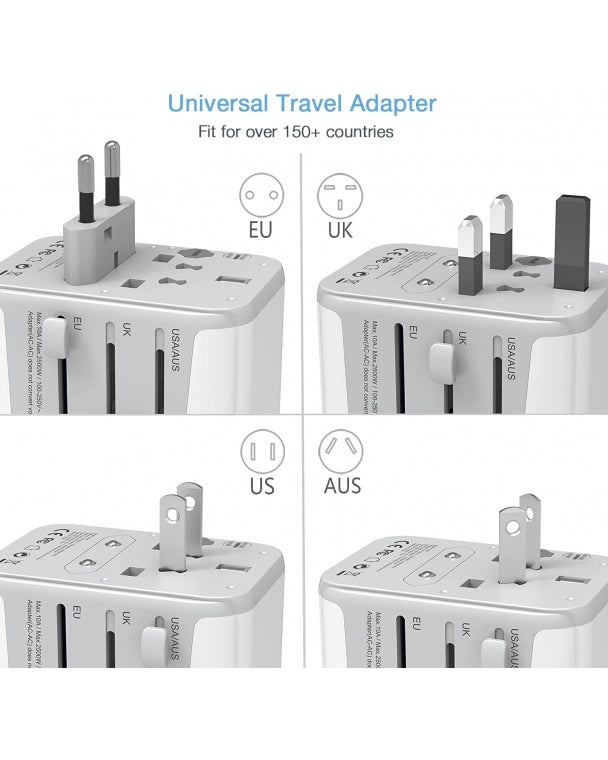 International Travel Plug Adaptor with 4 USB Ports (Fast Charging PD 17W)