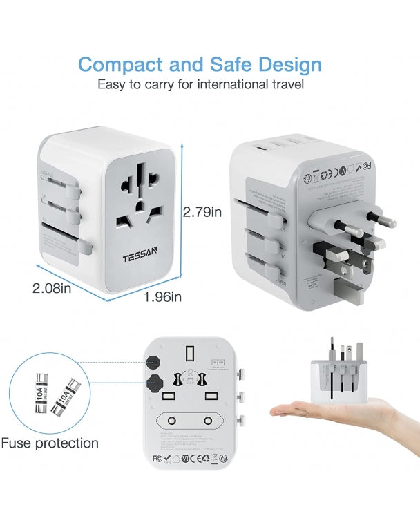 International Travel Plug Adaptor with 4 USB Ports (Fast Charging PD 17W)