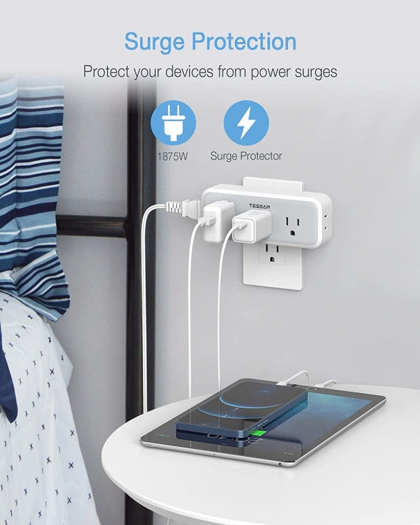 Travel Surge Protector Multi Plug Outlet Extender With 5 Electrical Outlet Expander