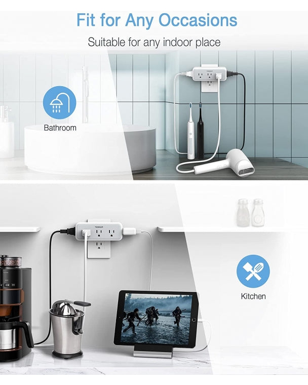 Travel Surge Protector Multi Plug Outlet Extender With 5 Electrical Outlet Expander