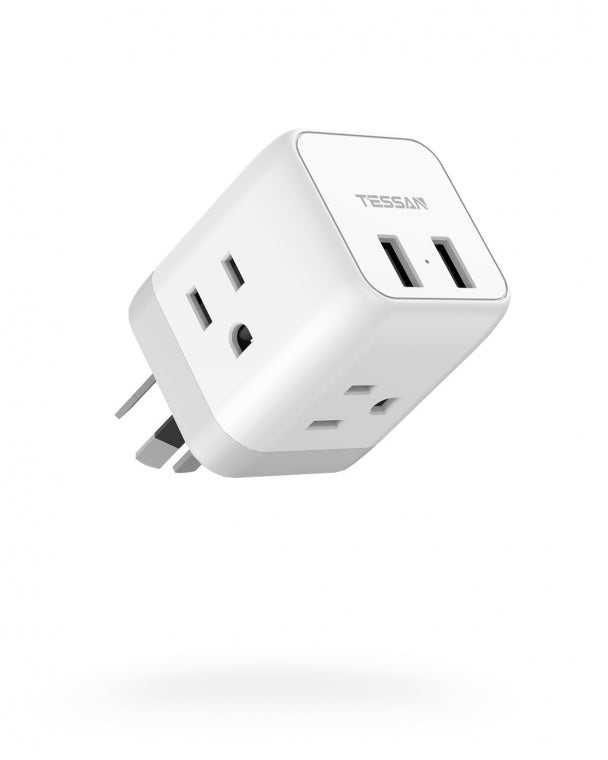 US To Australia/China Travel Plug Adapter With 3 Outlets 2 USB Ports (Type I Plug)