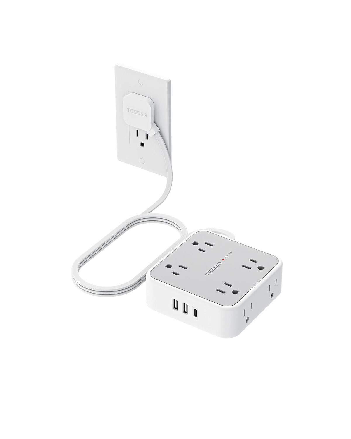 TESSAN Surge Protector Power Strip with 8 AC Outlets, 3 USB(1 USB C)