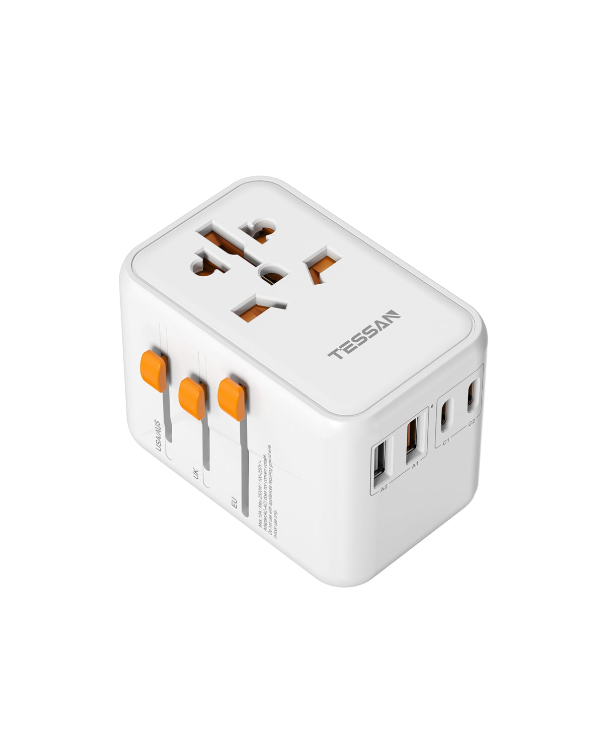 International 5 In 1 Travel Plug Adaptor with 2 USB C and 2 USB Ports (Fast Charging PD 60/65W)
