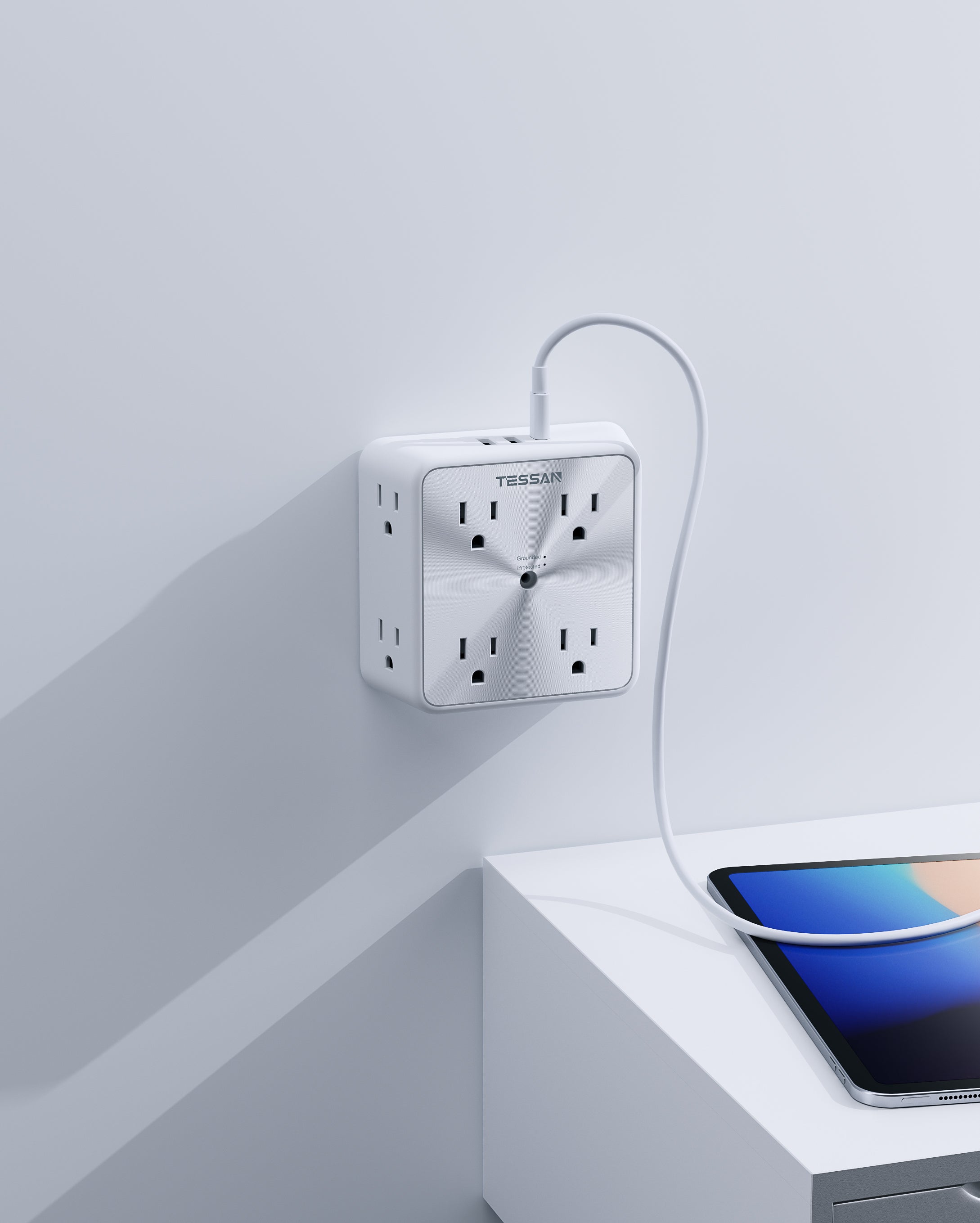 TESSAN Surge Protector Outlet Extender, 8 Multi Outlet Splitter with 3 USB Wall Charger (1 USB C Port)