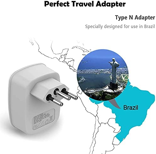 US To Brazil Travel Plug Adapter with 2 USB Ports(Type N Plug)