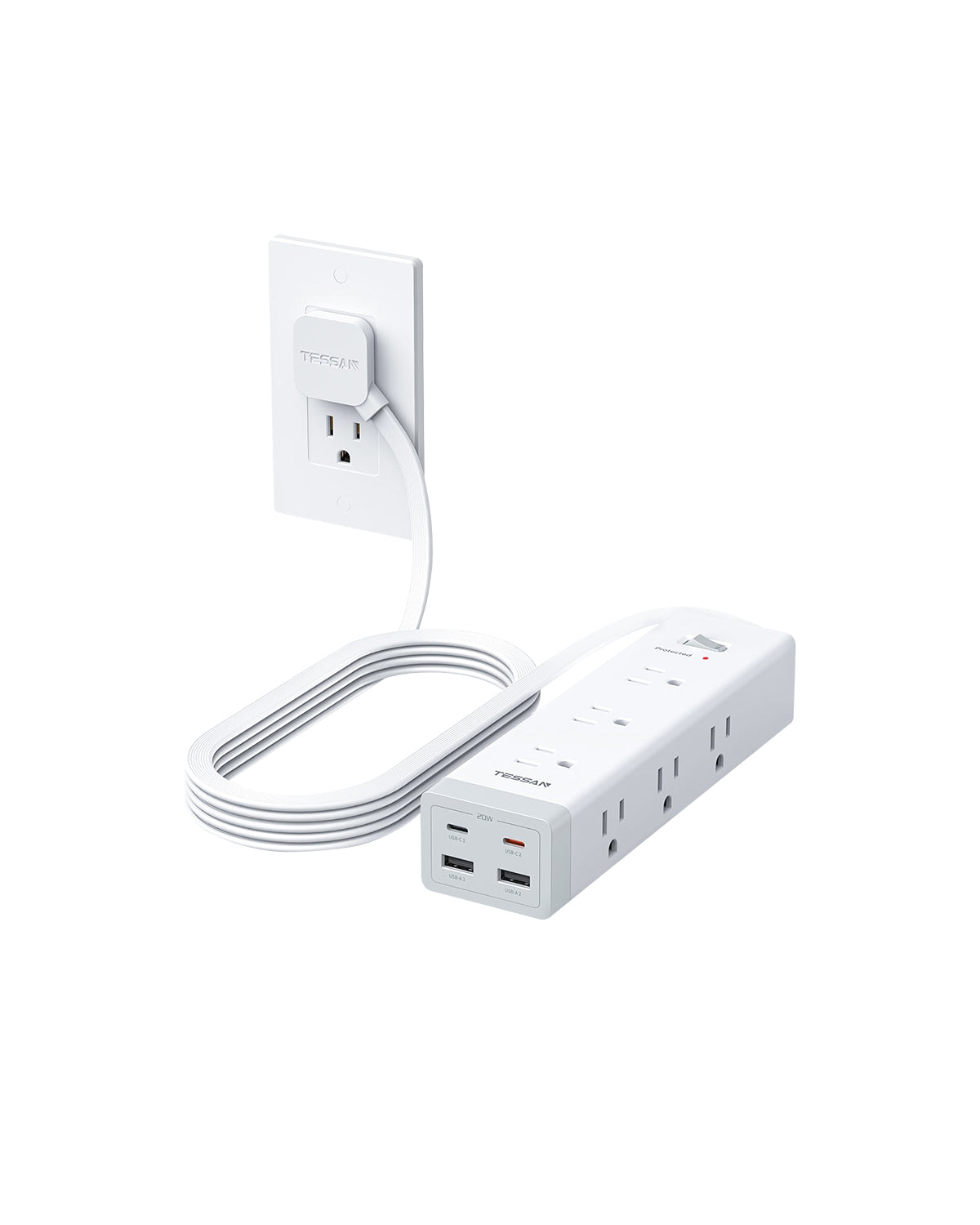 TESSAN 10 FT Surge Protector PD 20W PS09