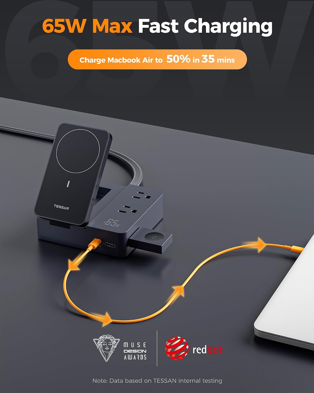 TESSAN Charging Station with Wireless Charger & USB-C Ports