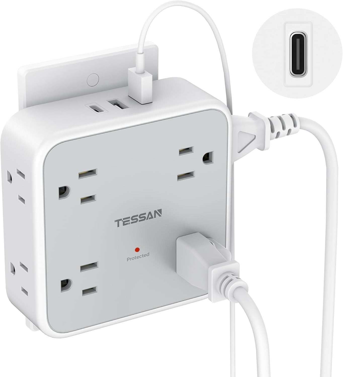 TESSAN Wall Surge Protector Plug Extender WM1026