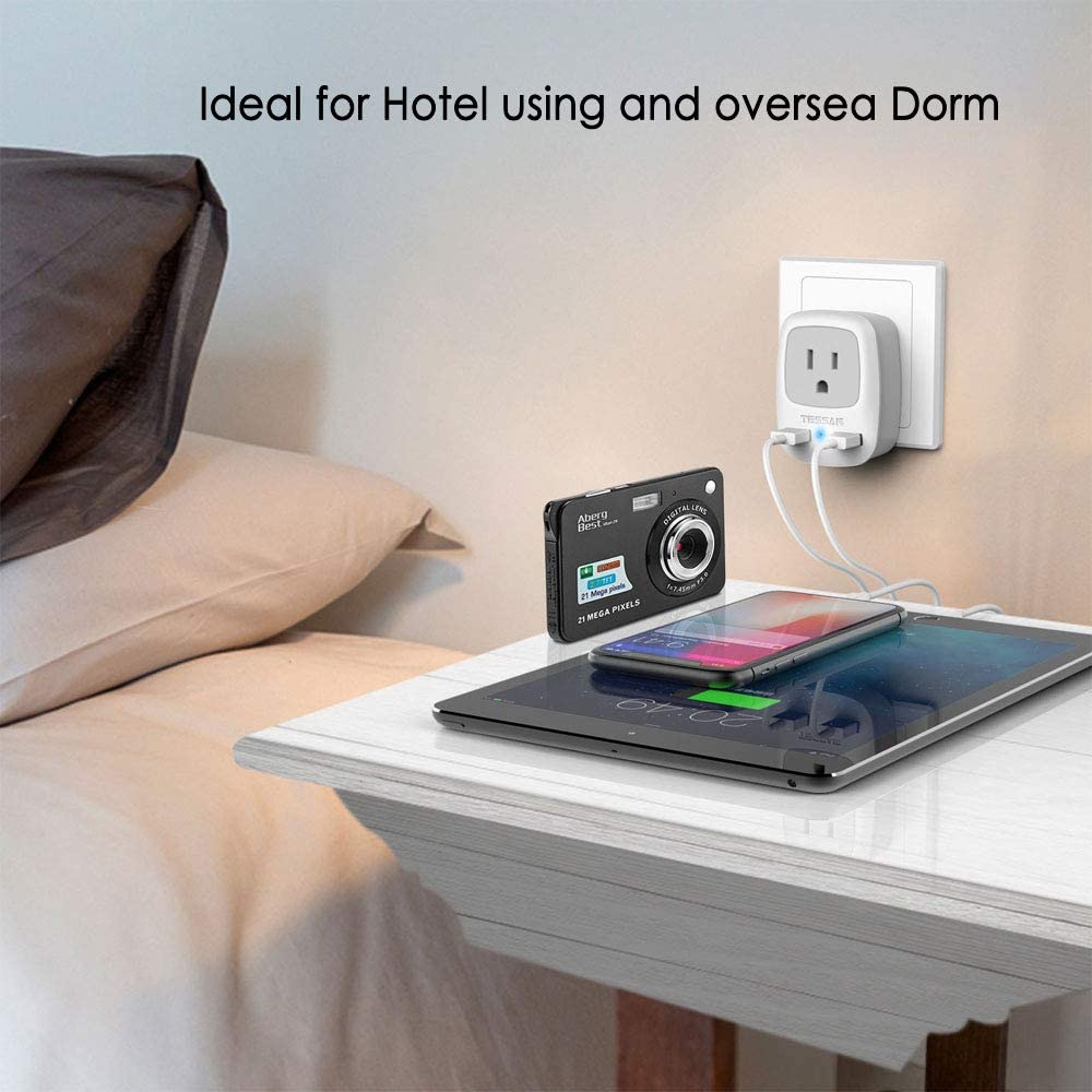 US To European Travel Adapter with 2 USB Ports