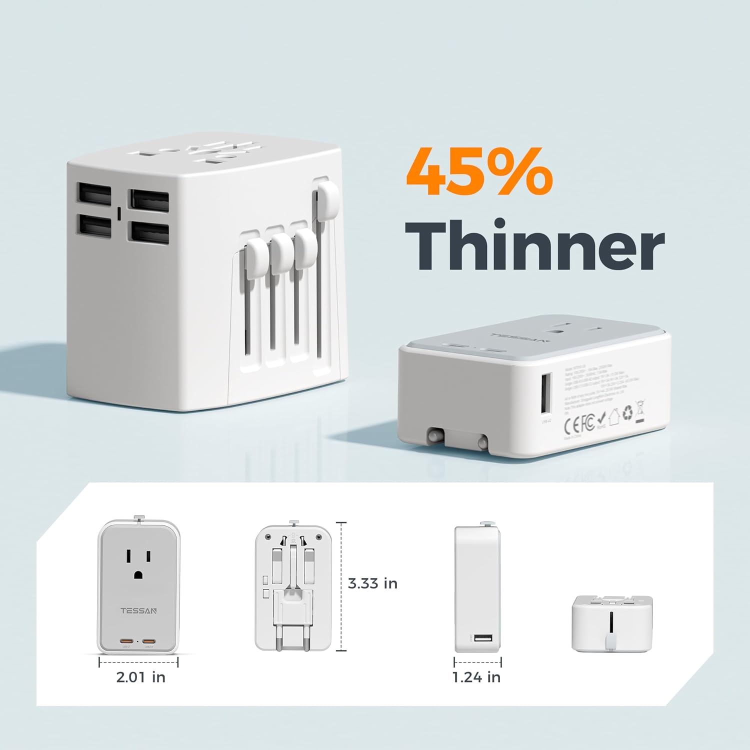 TESSAN Universal Travel Adapter PD 45W