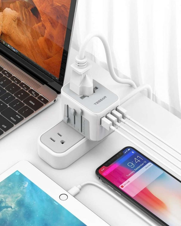 Travel Worldwide All in One Wall Charger Converter with 4 USB Outlets