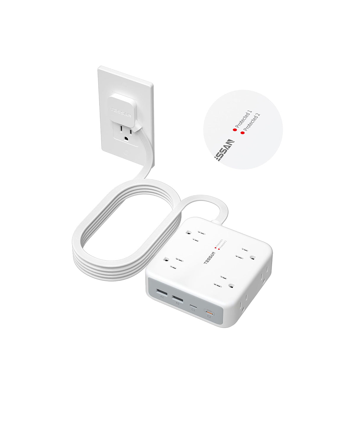 TESSAN 15 Ft Surge Protector Power Strip PS07