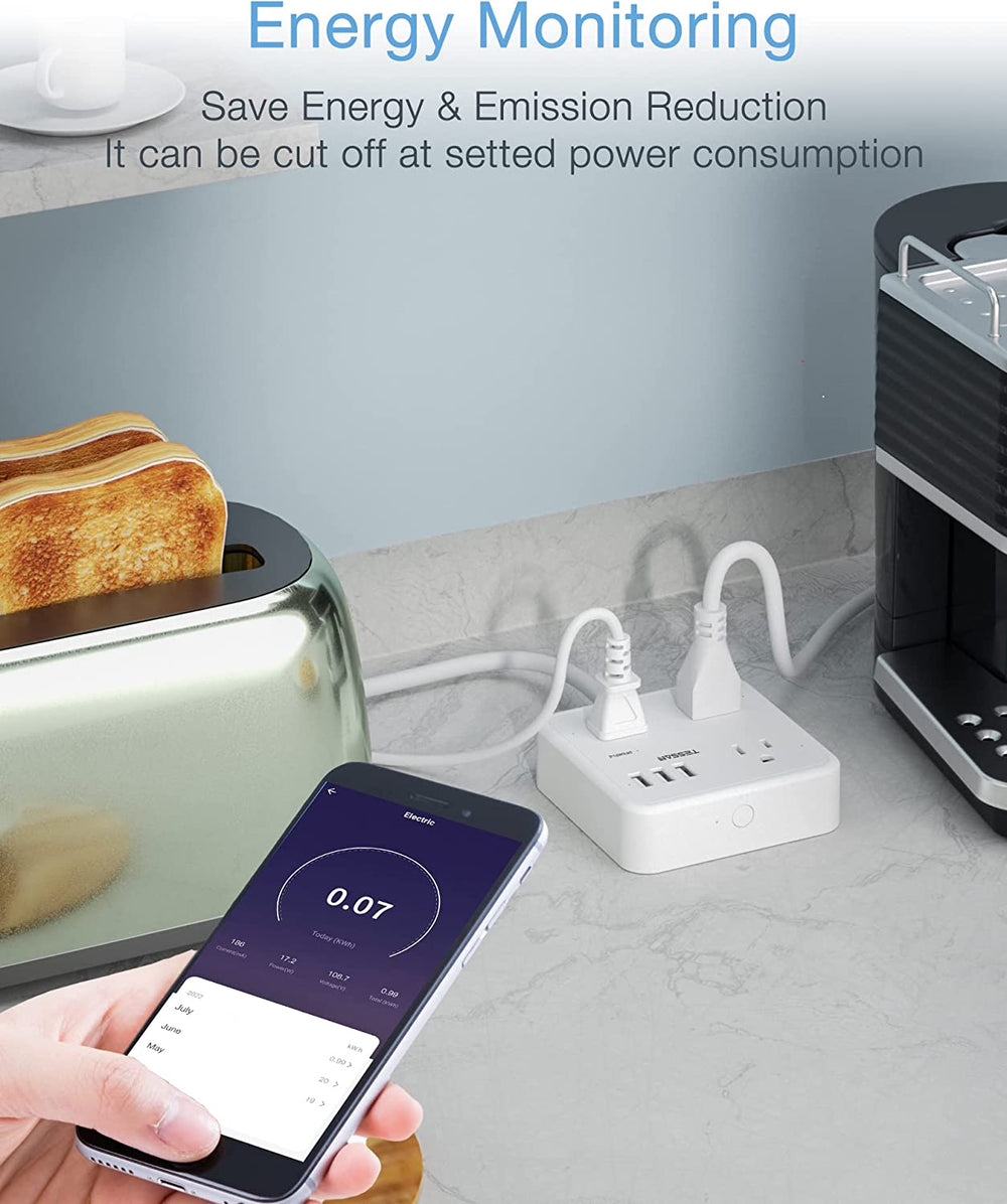 TESSAN WiFi Extension Cord with 3 Individually Remote Controlled Outle