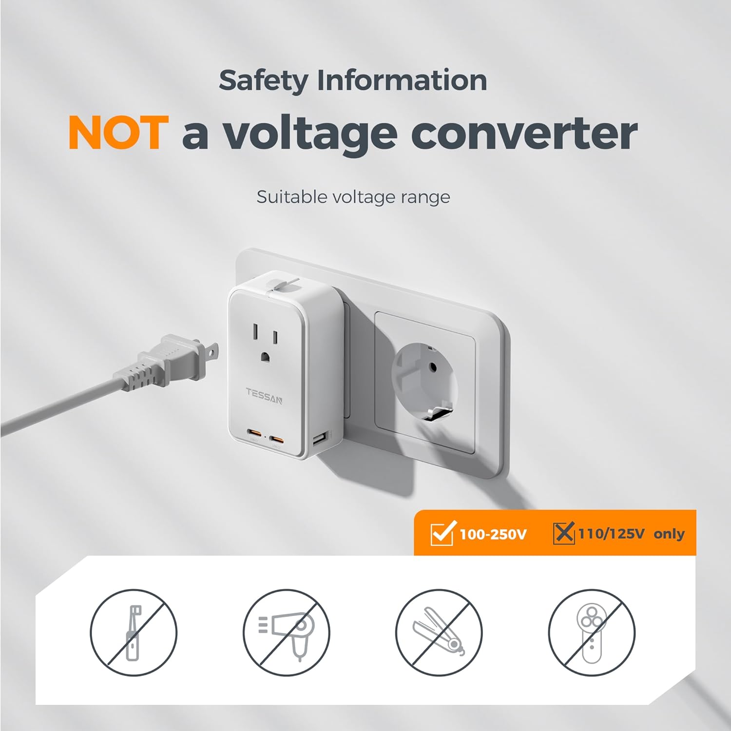 TESSAN Universal Travel Adapter PD 45W