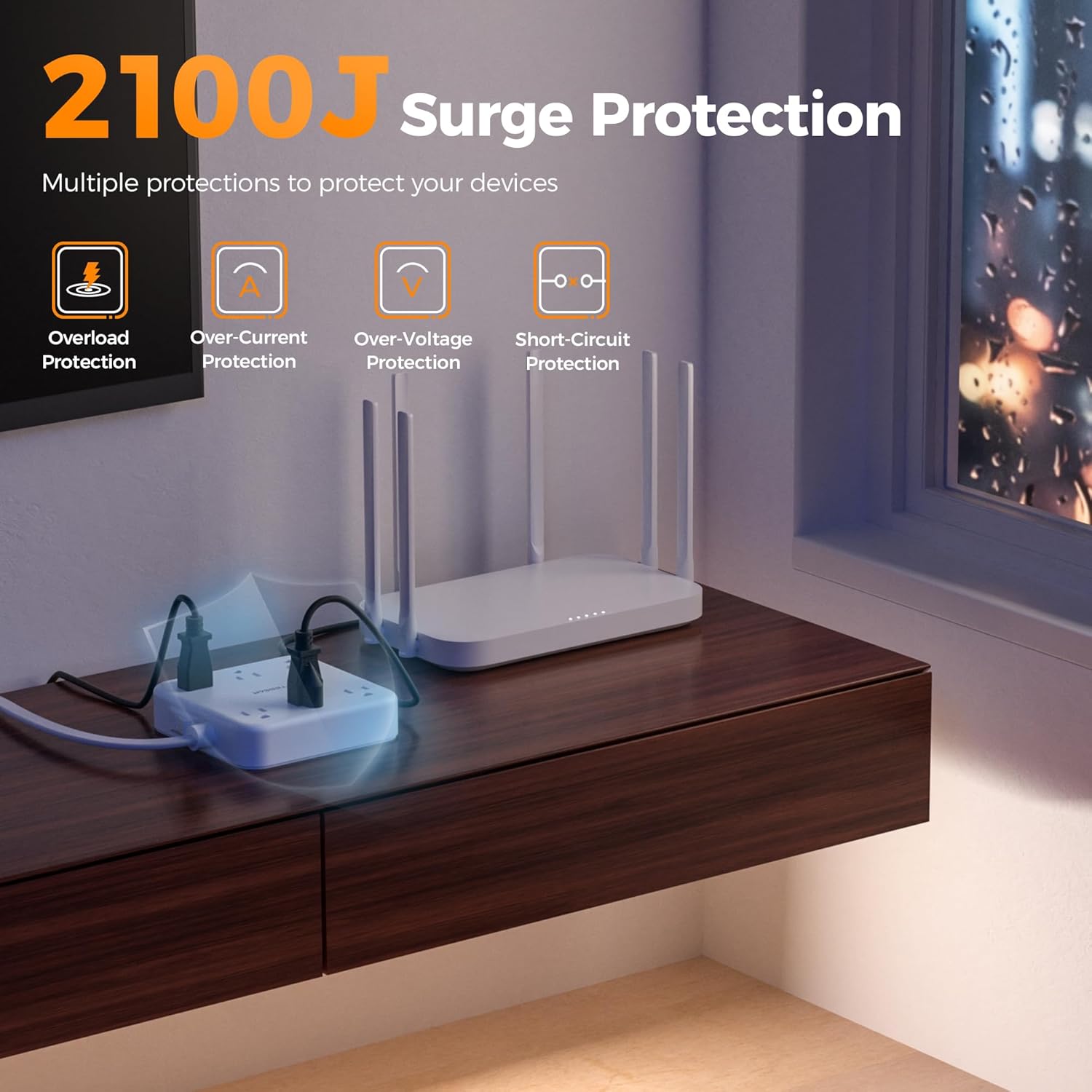 TESSAN 5 Ft Surge Protector Power Strip PS08