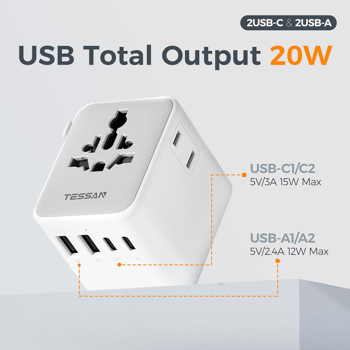 TESSAN 20W Universal Travel Adapter WTA10