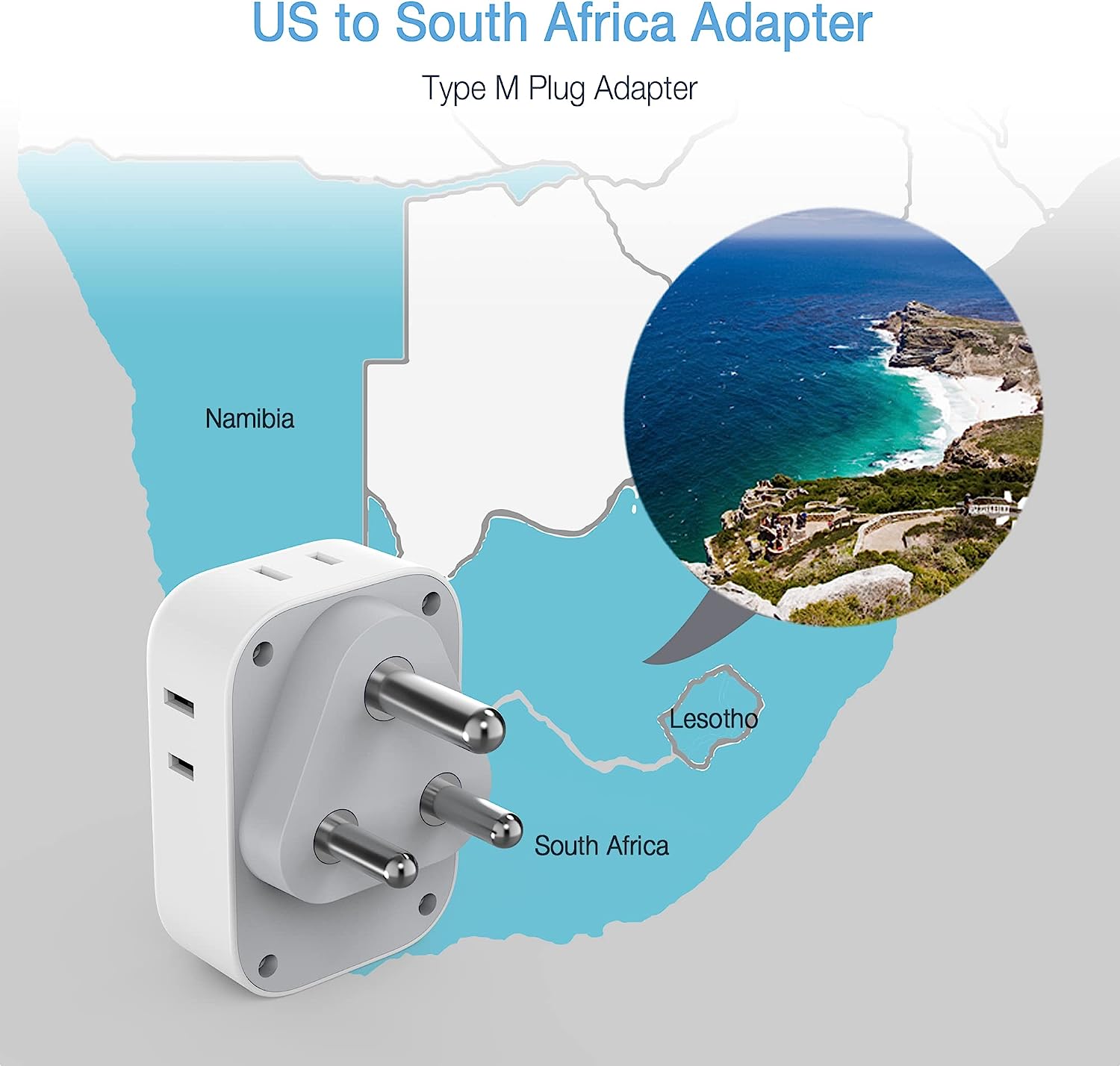 TESSAN South Africa Power Adapter with 4 AC Outlets 3 USB Ports