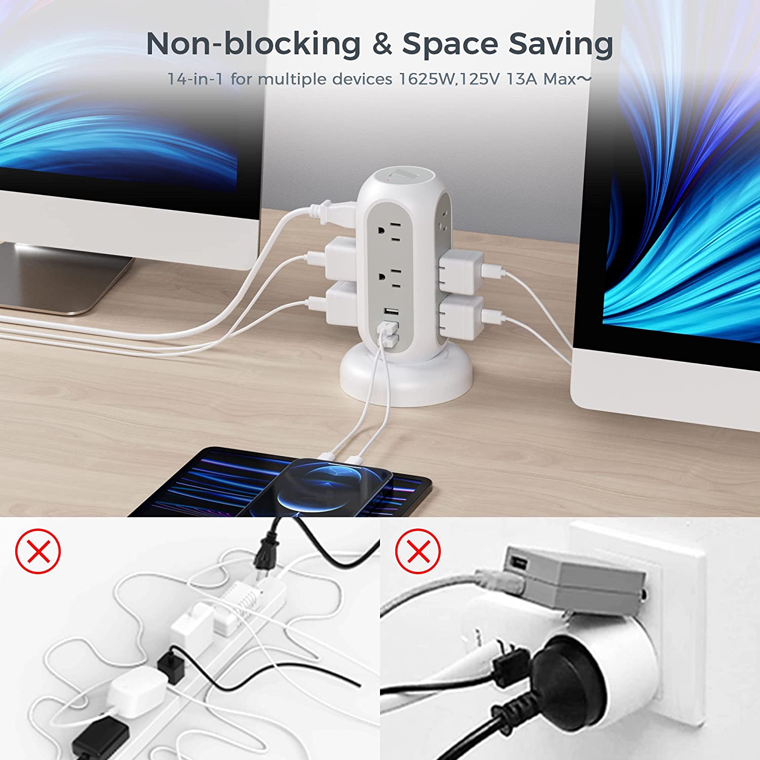 TESSAN Surge Protector 11 Outlets with 3 USB Charging Station