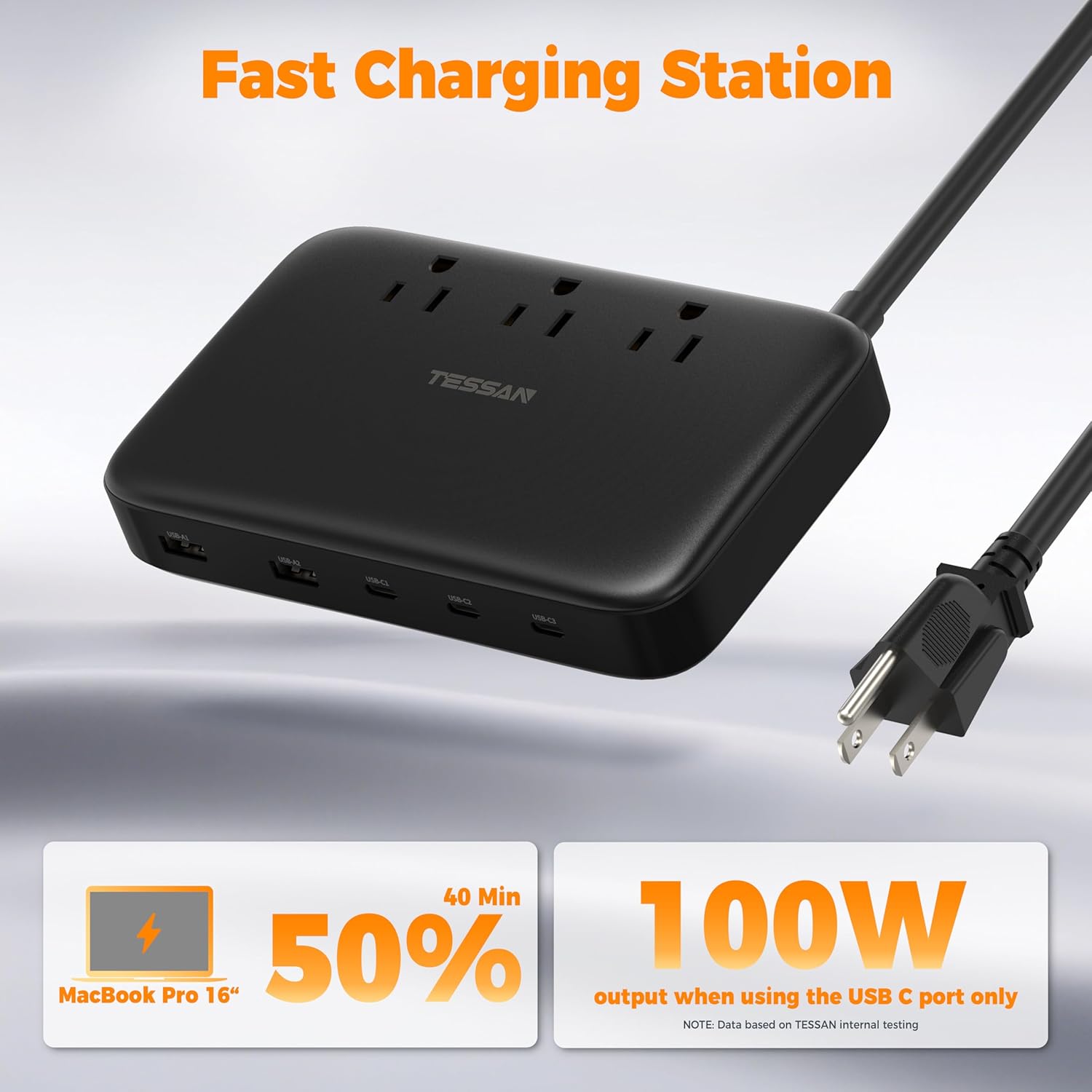 TESSAN Multiple Devices Fast Charging Station - Black