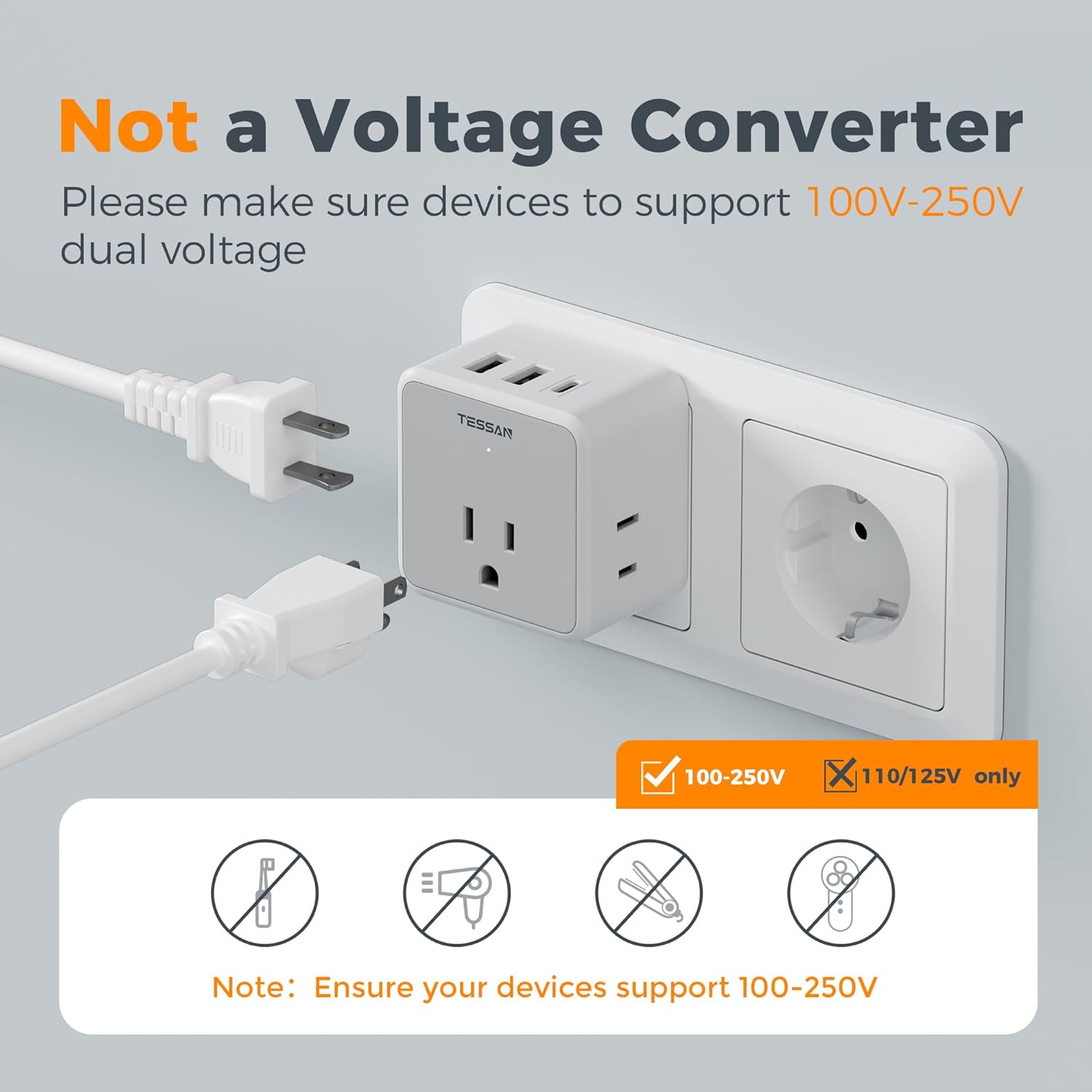 TESSAN All European Travel Plug Adapter Kit 121