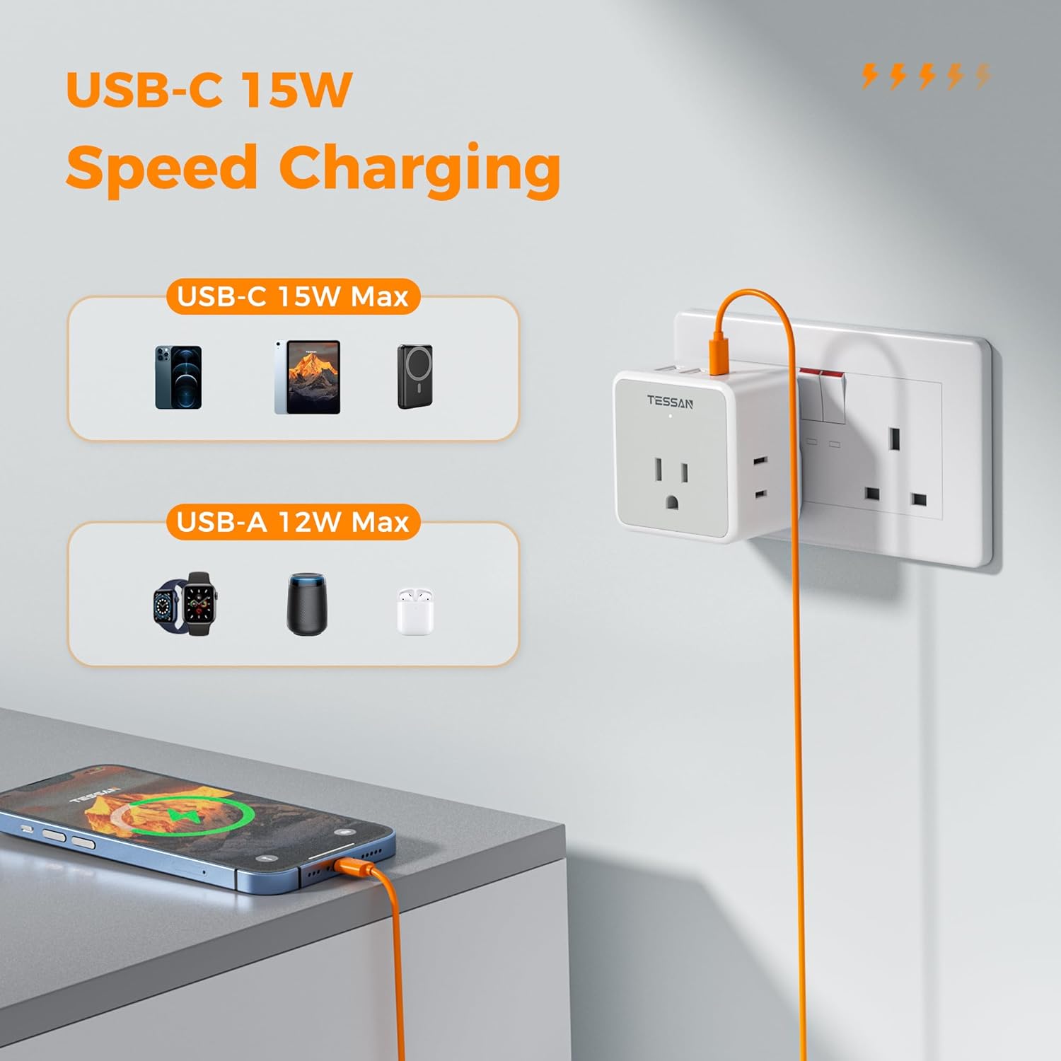 TESSAN 6-in-1 Universal Travel Adapter Kit