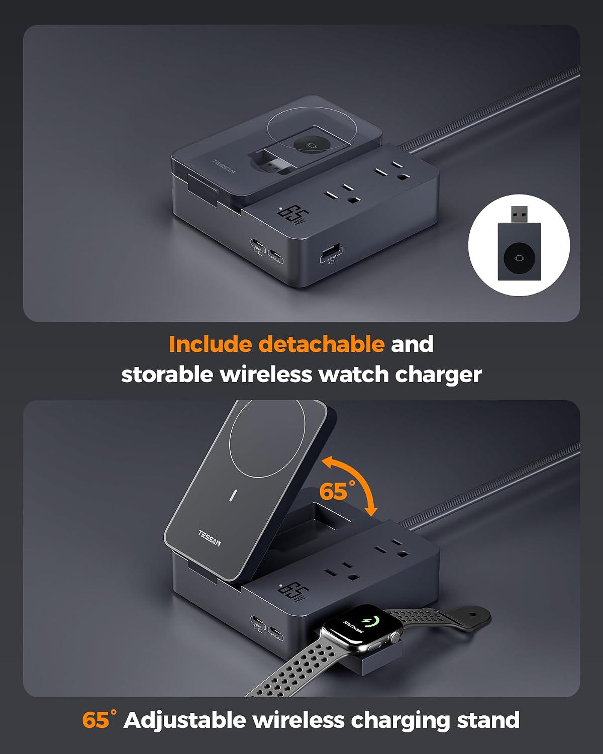 TESSAN Charging Station with Wireless Charger & USB-C Ports