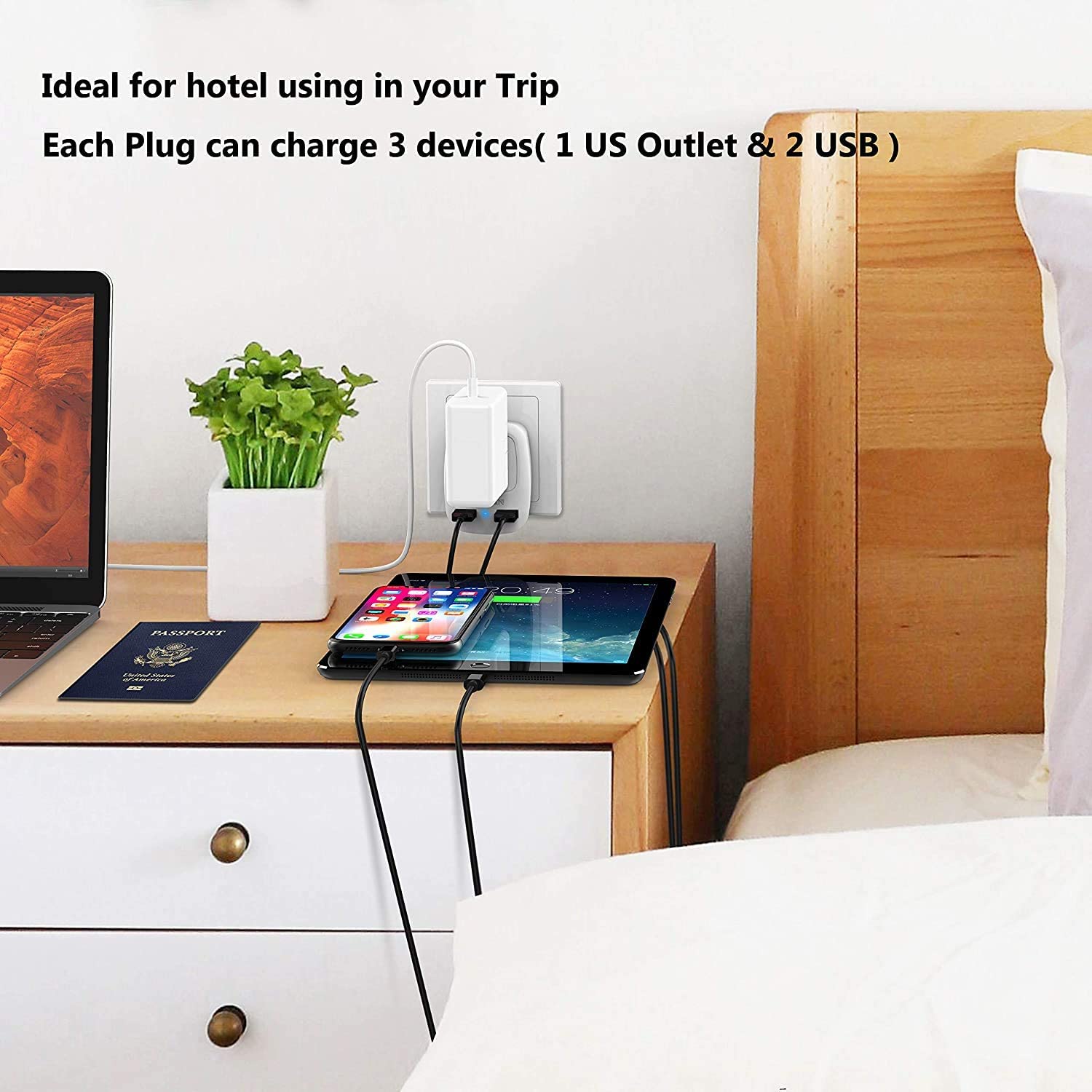 US To European Travel Adapter with 2 USB Ports