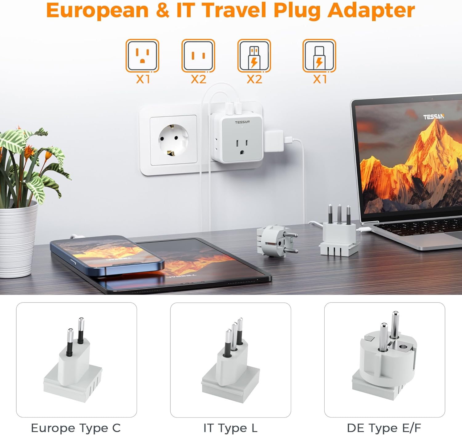 TESSAN All European Travel Plug Adapter Kit 121