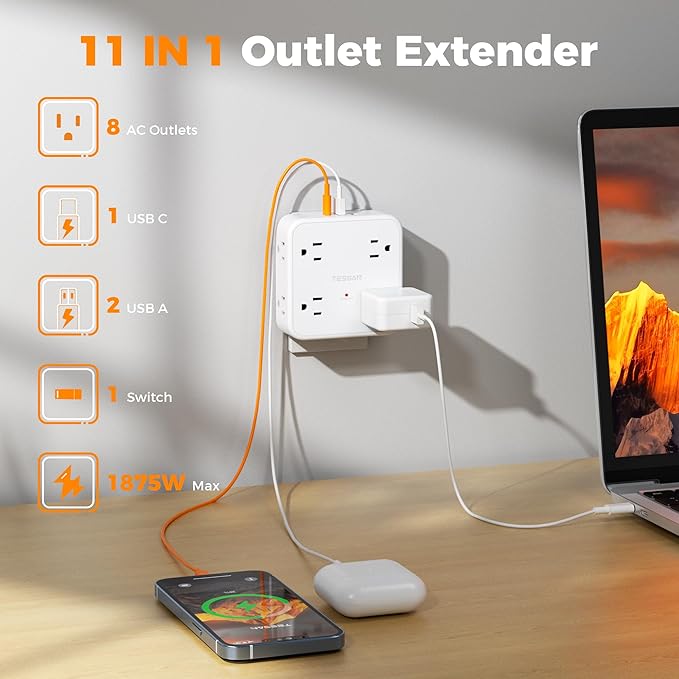 TESSAN Wall Surge Protector Plug Extender WM1026