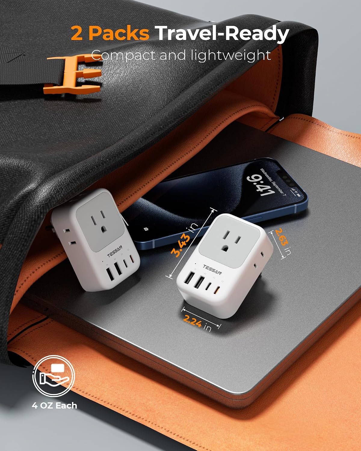 TESSAN Type F Travel Plug Adapter with 20W USB-C Charging